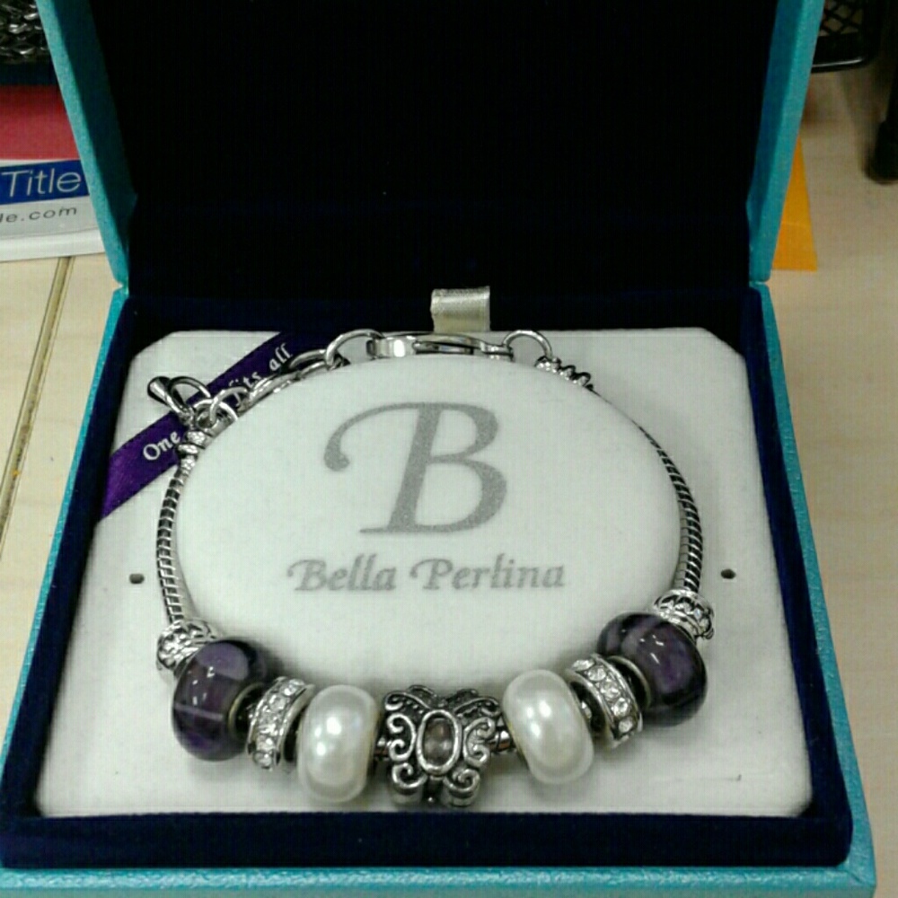 Purple Bella Perlina Butterfly Charm Bracelet